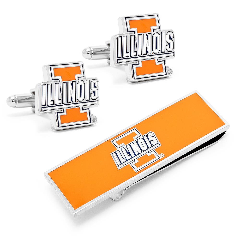 Illinois Fighting Illini Cufflinks and Money Clip Gift Set