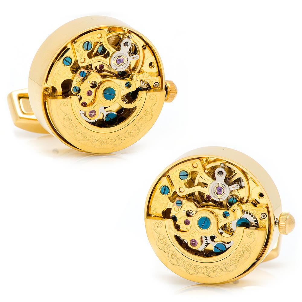 Gold on Gold Kinetic Watch Movement Cufflinks