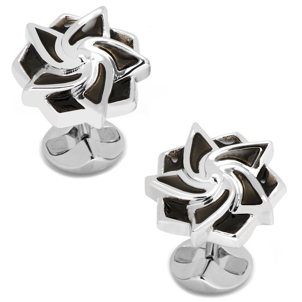 Black Geometric Flower Cufflinks