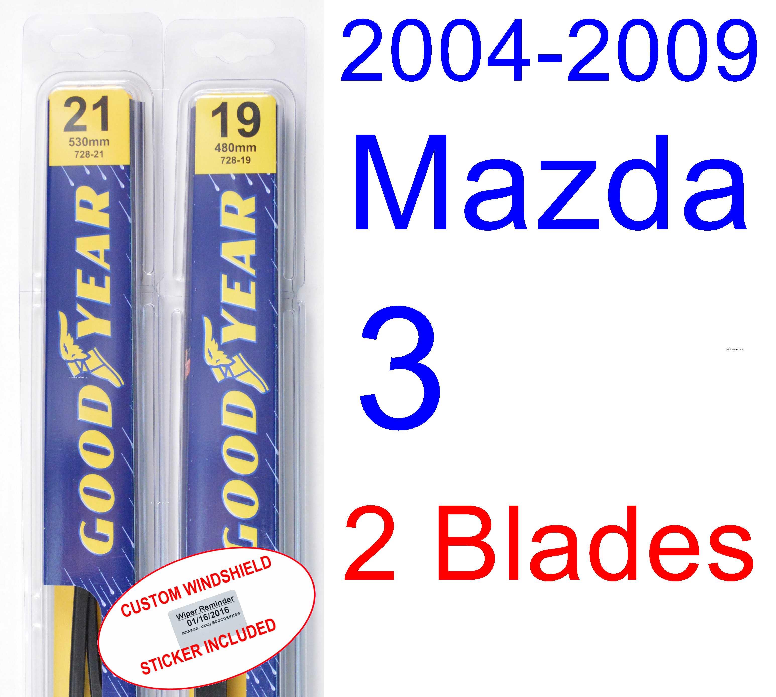 2004 2009 Mazda 3 Replacement Wiper Blade Set/Kit (Set of 2 Blades) (2005,2006,2007,2008)