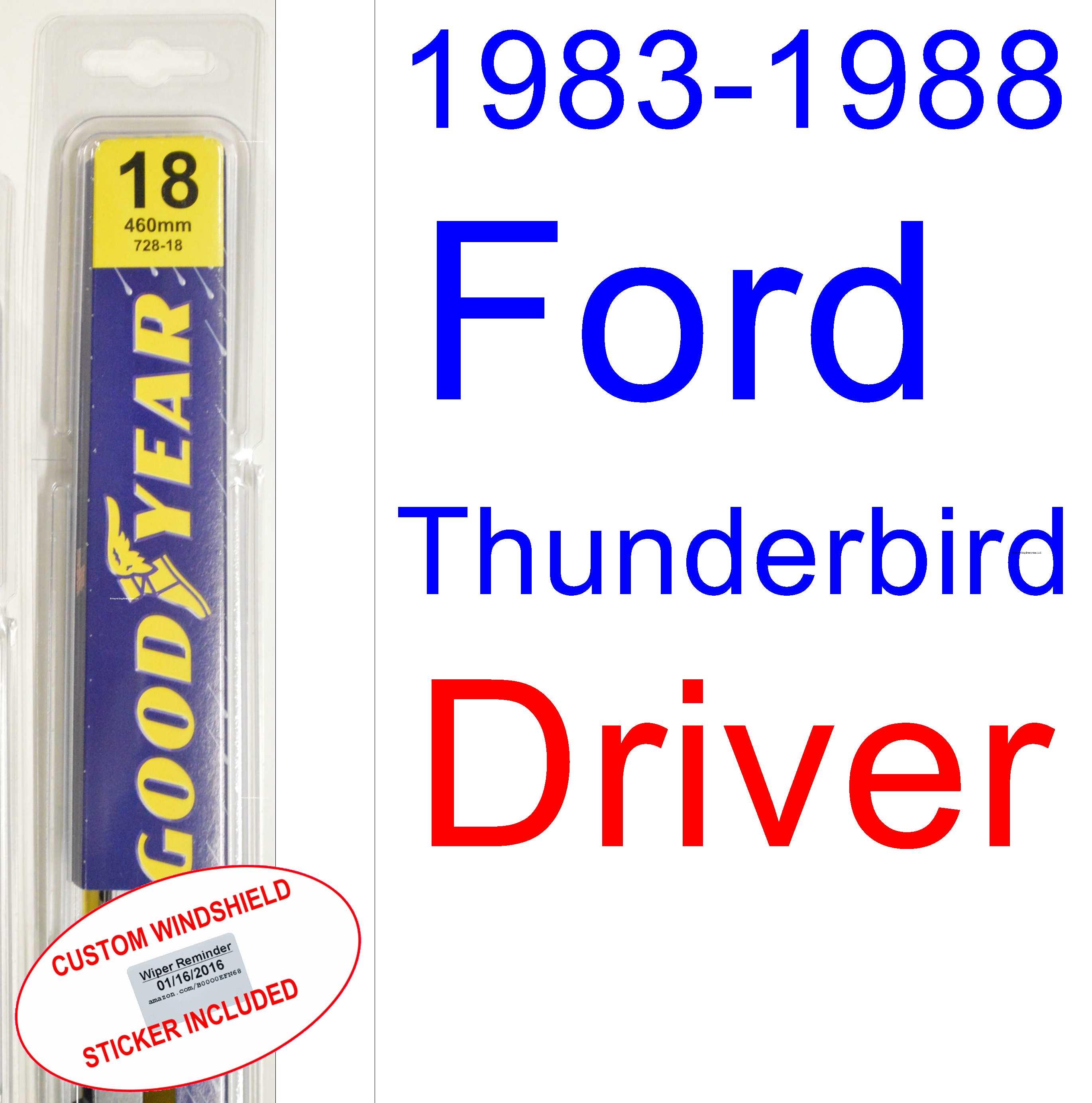 1983 1988 Ford Thunderbird Replacement Wiper Blade Set/Kit (Set of 2 Blades) (1984,1985,1986,1987)