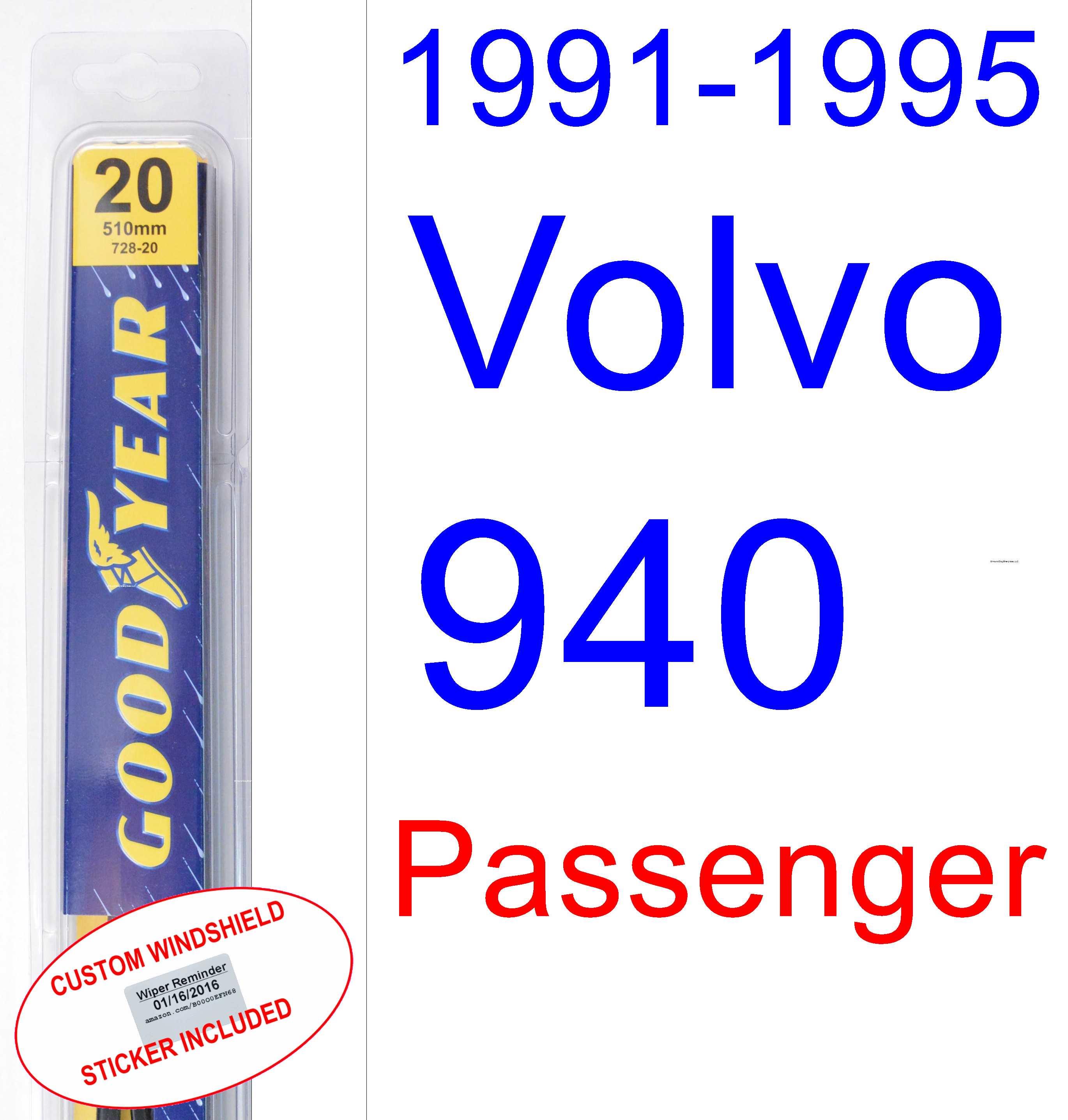 1991 1995 Volvo 940 Replacement Wiper Blade Set/Kit (Set of 2 Blades) (1992,1993,1994)