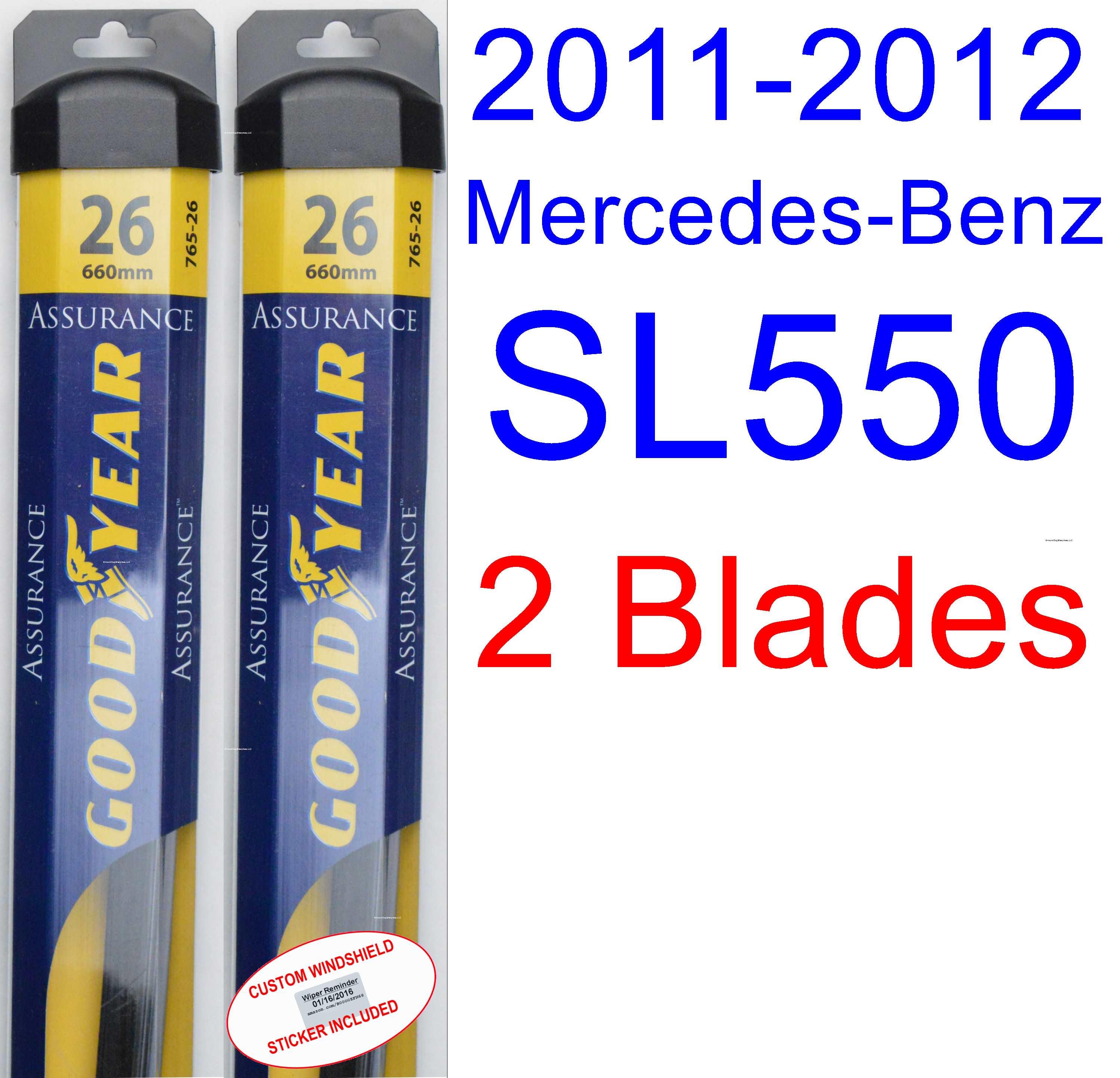 2011 2012 Mercedes Benz SL550 Replacement Wiper Blade Set/Kit (Set of 2 Blades) (Goodyear Wiper Blades Assurance)