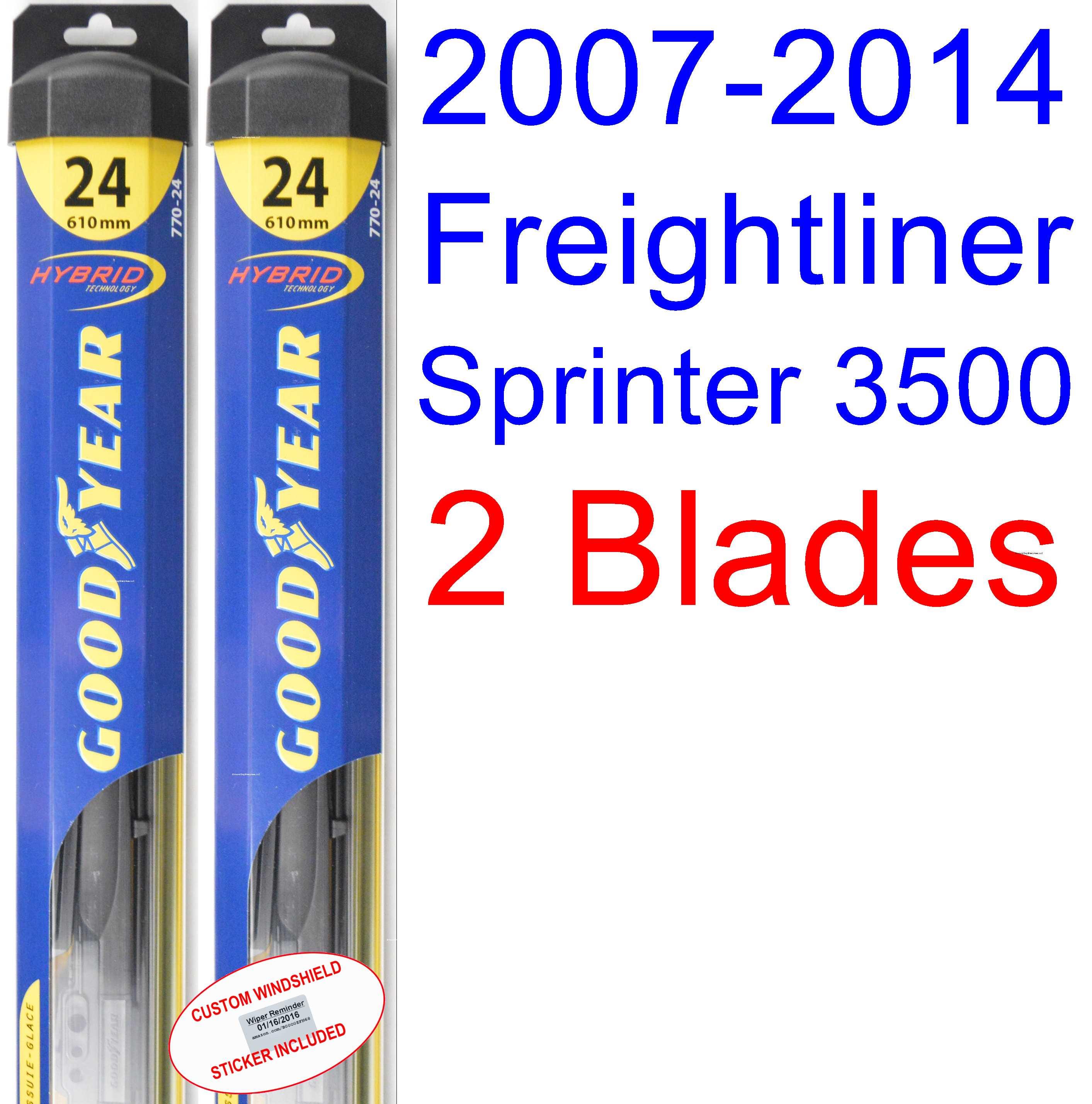 2007 2014 Freightliner Sprinter 3500 Replacement Wiper Blade Set/Kit (Set of 2 Blades) (Goodyear Wiper Blades Hybrid) (2008,2009,2010,2011,2012,2013)