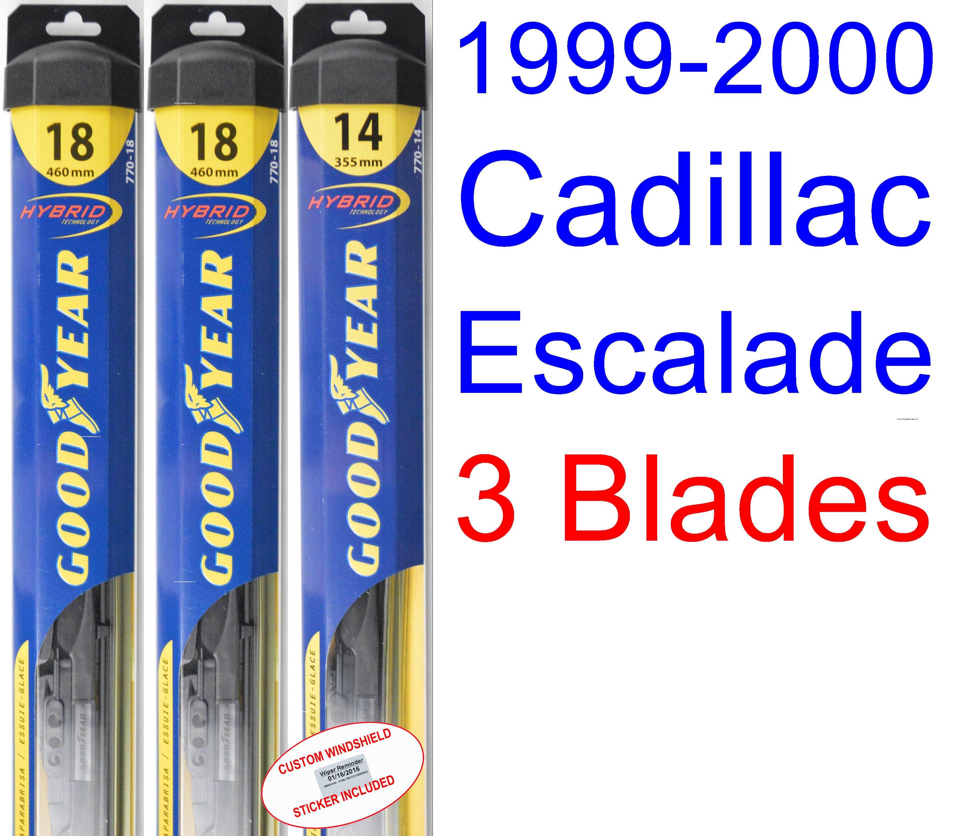 1999 2000 Cadillac Escalade Replacement Wiper Blade Set/Kit (Set of 3 Blades) (Goodyear Wiper Blades Hybrid)