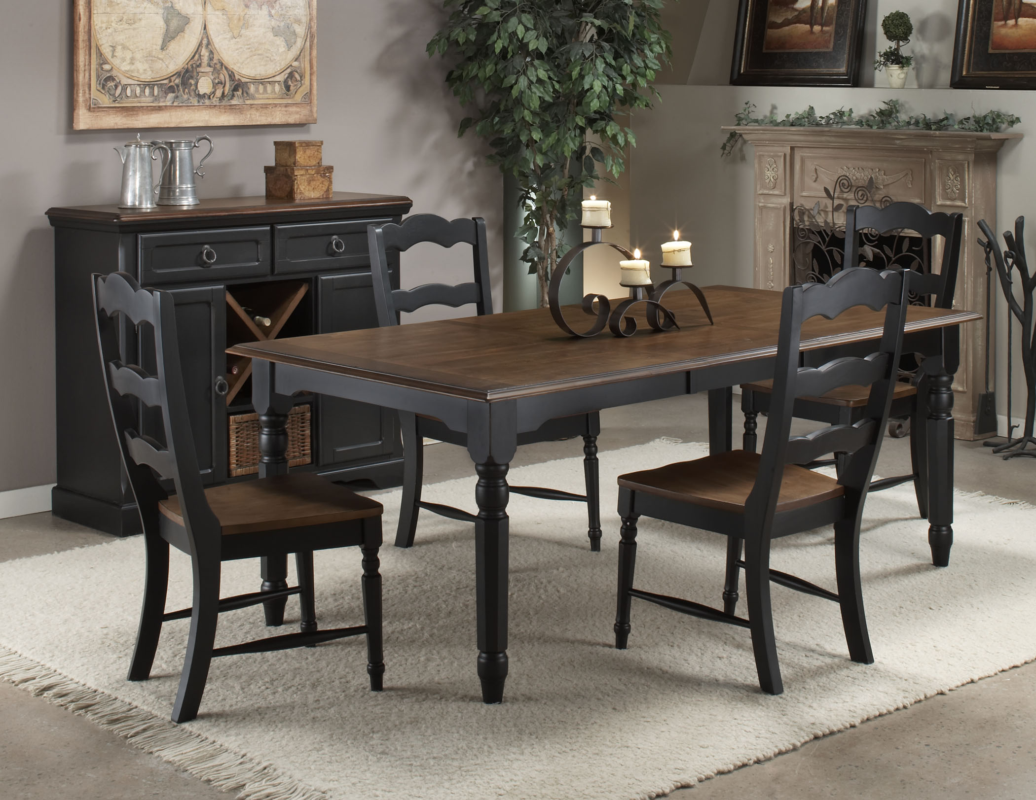 Janes Gallerie Princeton Black and Walnut 5 piece Dining Set