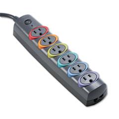 Smartsockets Color Coded Strip Surge Protector, 6 Outlets, 6 Ft Cord, 370 Joules By: Kensington