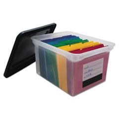 File Tote Storage Box With Snap On Lid Closure, Letter/legal, Clear/black By: Innovative Storage Designs