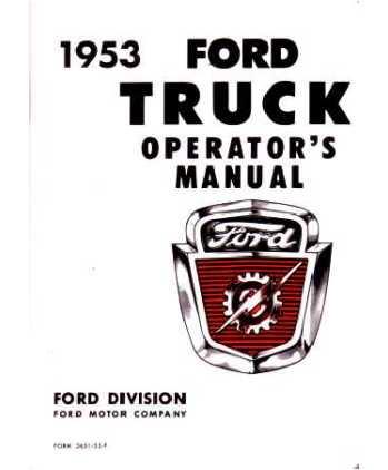 1953 Ford Truck Owners Manual User Guide Reference Operator Book Fuses Fluids