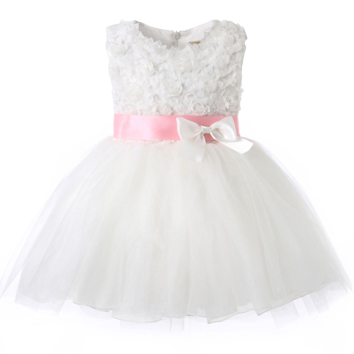 Hanakimi®Girl White Short Sleeveless Ornate Princess Dresses K15054 