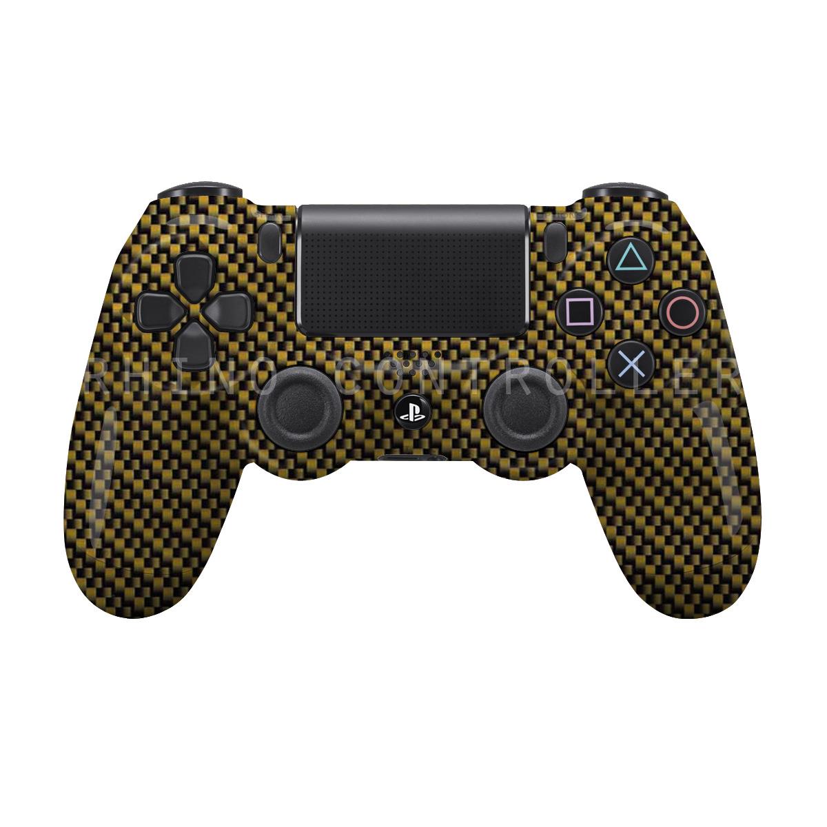PS4 controller  Wireless Glossy  WTP 214 Carbon Fiber Yellow Black Custom Painted  Without Mods