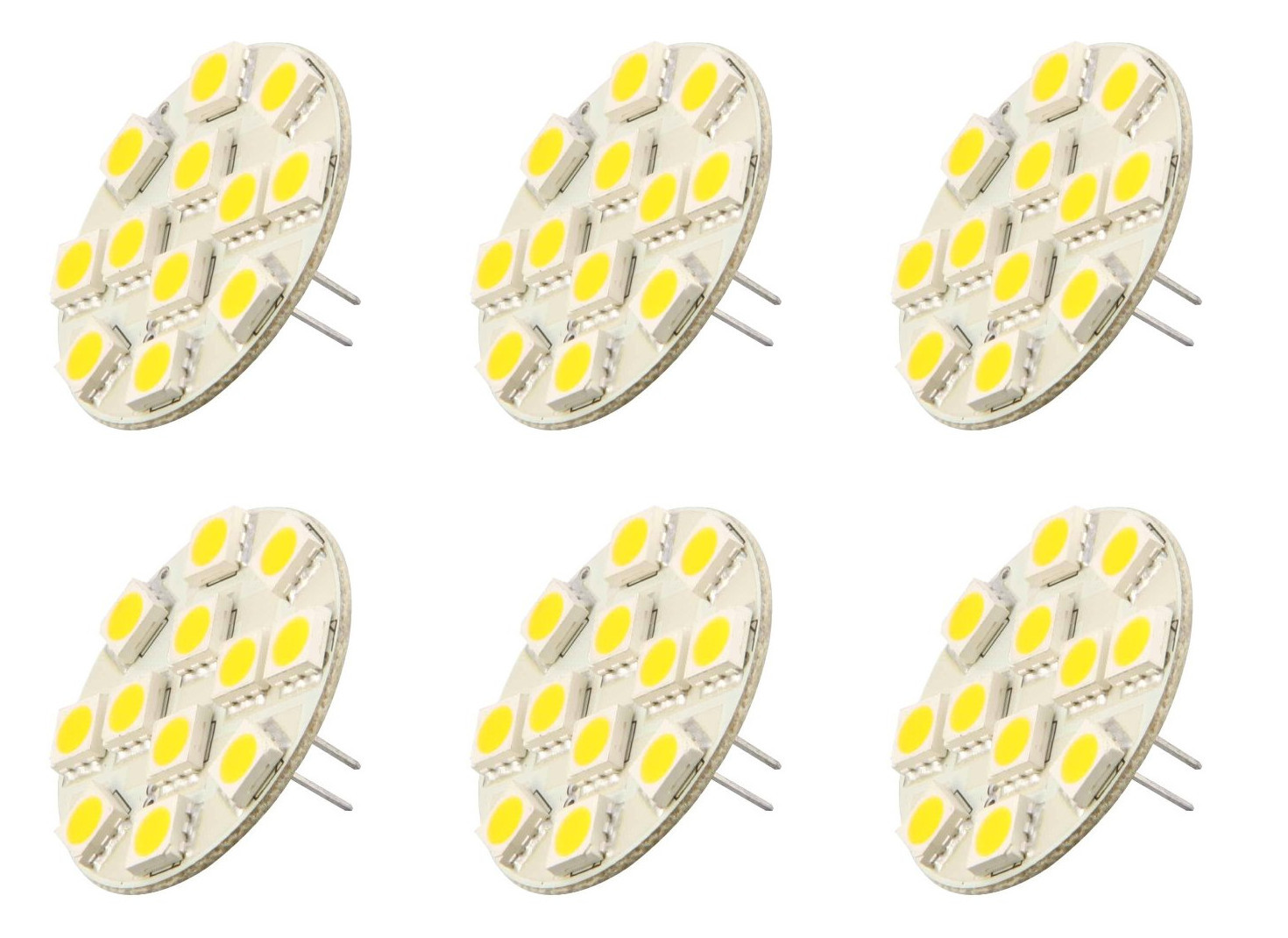 G4 JC 2.8W 12V 24V 5050 LED Light Bulb GX4 G4 Bi Pin Warm White Lamp Back Pin   6 Pack