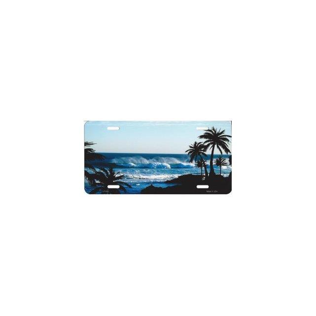 Beach Palm Scene Metal License Plate