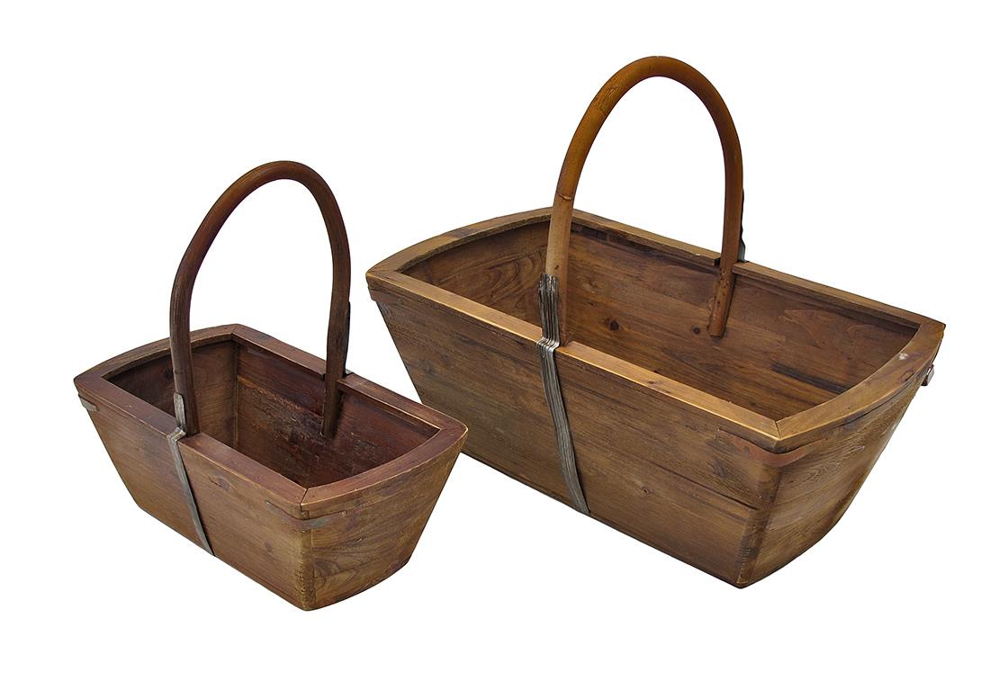 Pair of Nesting Wooden Baskets