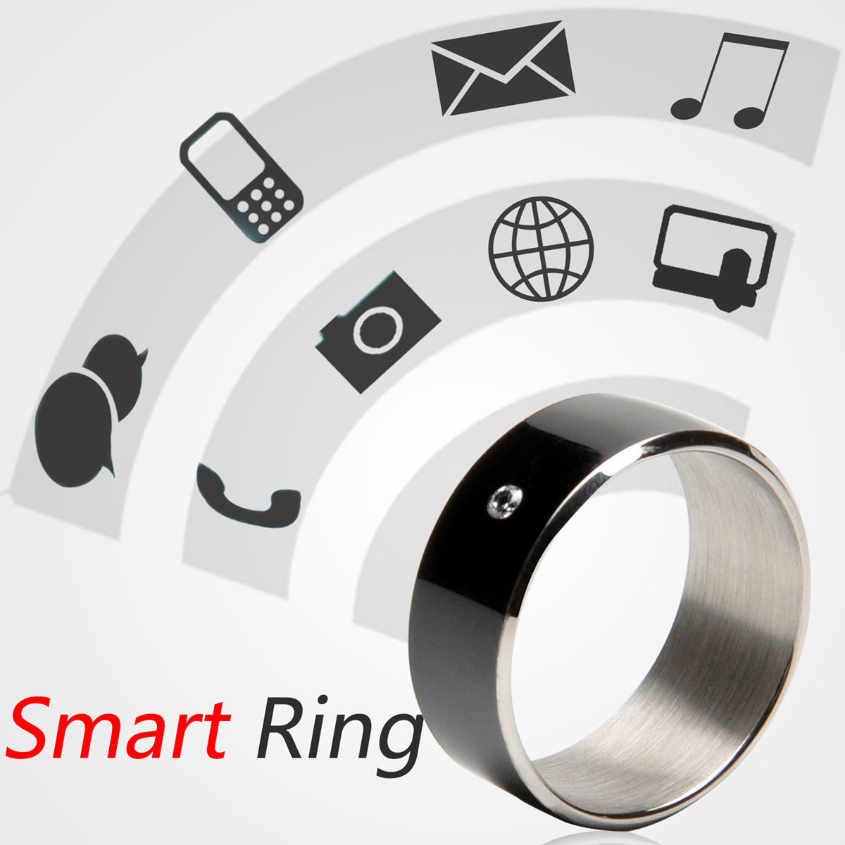 TimeR RING MJ02 NFC Magic Wear Smart Ring for Samsung HTC Sony LG Mobile Phone Size 7(about 54mm) White