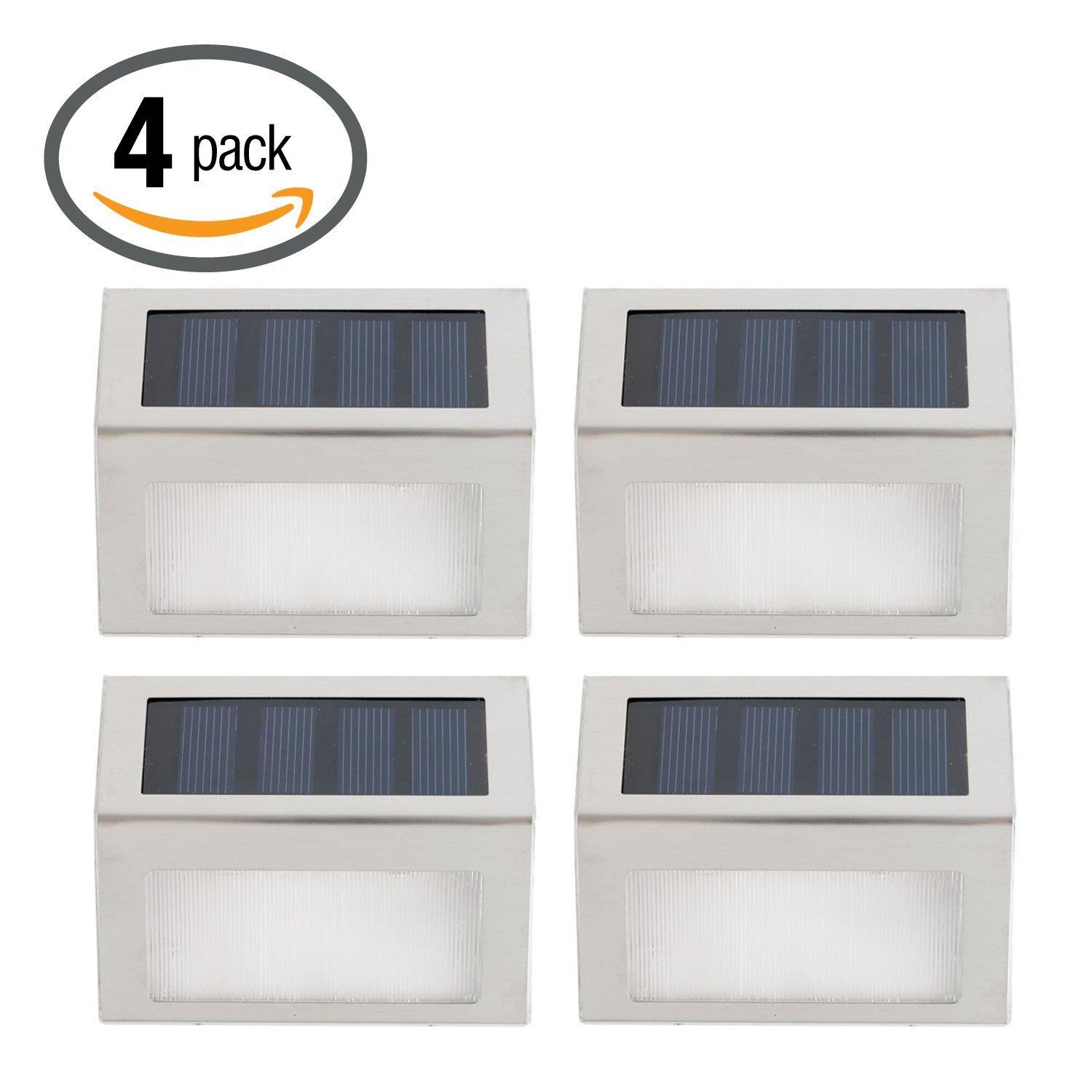 Hoont Outdoor Stainless Steel LED Solar Step Light   Pack of 4   Illuminates Stairs, Deck, Patio, Etc