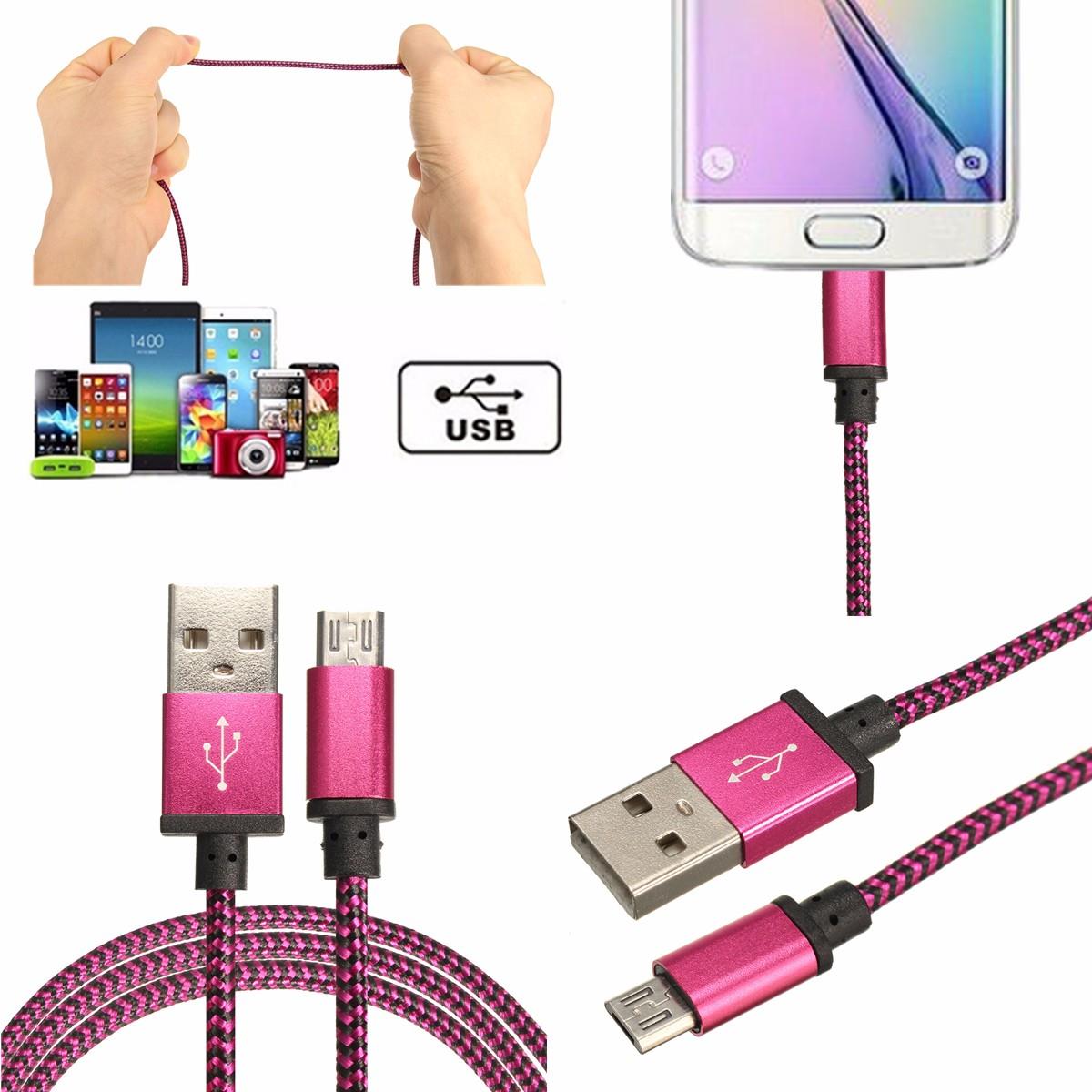 1M/3.3Ft Strong Braided Micro USB 2.0 to USB Male Data Sync Cable for Micro 5pin Phone Tablet Samsung Galaxy S6 Edge/S5/S4/S3/Note4/Note3/Note 2 HTC One M9/One M8/One X / One S / LG G1 G2 G3 G4