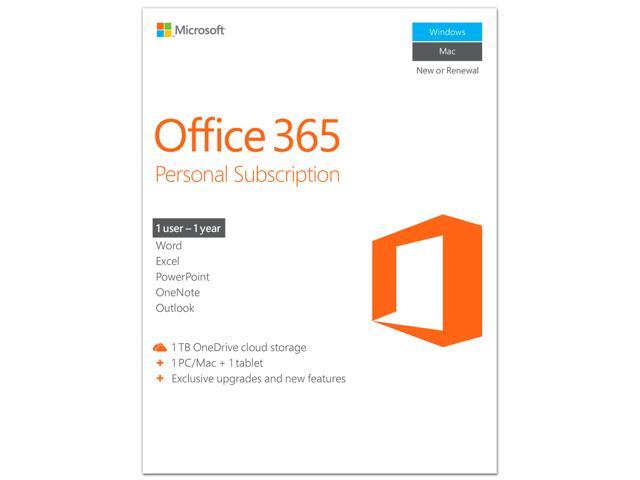 Microsoft Office 365 Personal 1 Year Product Key Card - PC or Mac