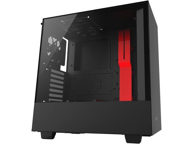 NZXT H500 Compact ATX Mid-Tower PC All-Steel Gaming Case w/ Tempered Glass Panel & Enhanced Cable Management System - Black/Red
