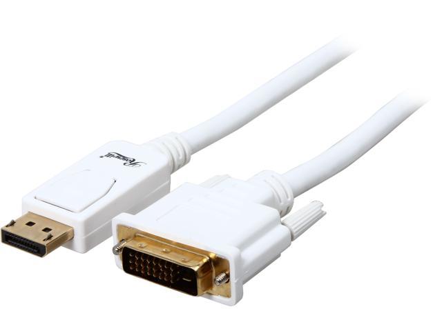 Rosewill 6ft White DisplayPort to DVI Cable - 28 AWG, Male to Male