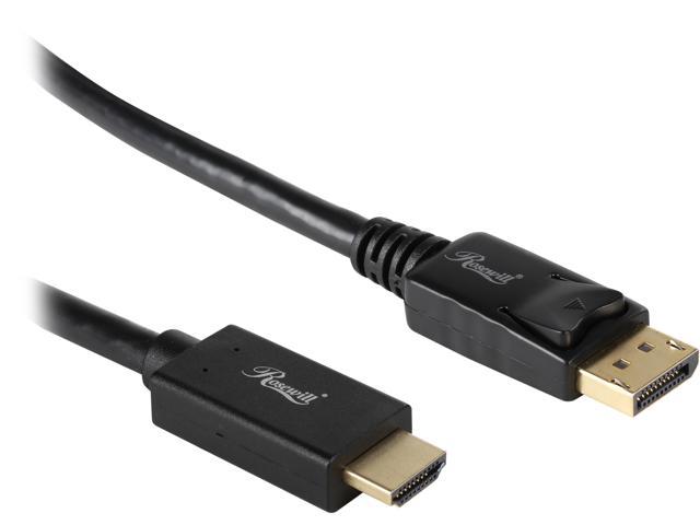 Rosewill DP to HDMI Cable 6ft., DisplayPort 1.2 Male to HDMI Male Cable Gold Plated