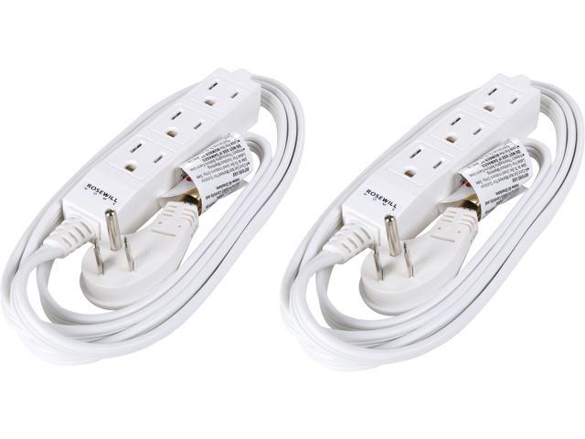 Rosewill (2-Pack) 125V, 3-Outlet, 6-Foot White Power Strip, RHSP-17003