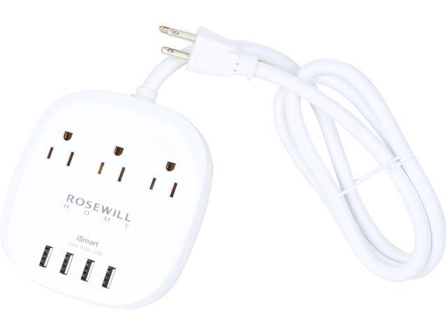Rosewill Travel Power Strip w/ 4 iSmart USB Charging Station (5V/4.5A), 3 Outlets, 3.28 ft. Heavy Duty Extension Cord
