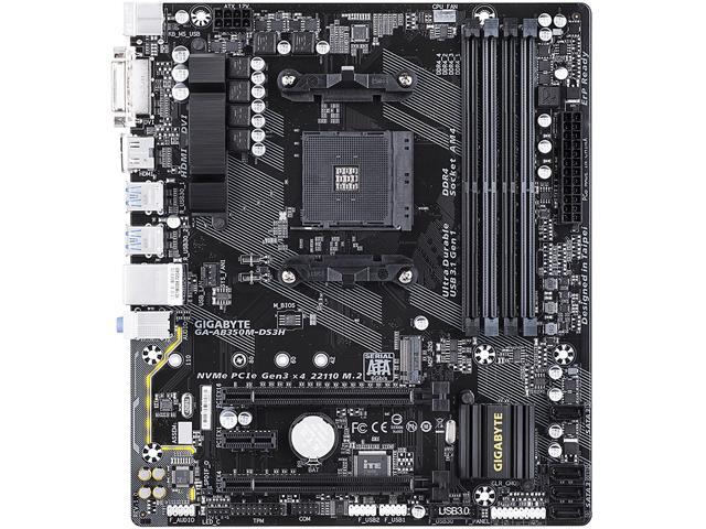 GIGABYTE AB350M-DS3H AM4 AMD B350 SATA 6Gb/s USB 3.1 HDMI Micro ATX AMD Motherboard