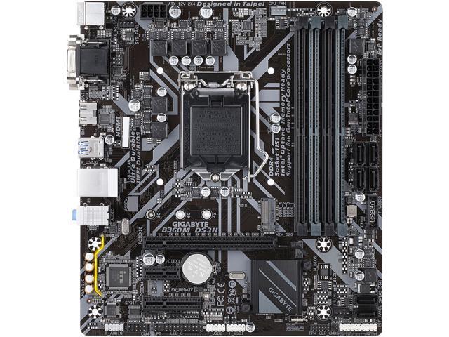 GIGABYTE B360M DS3H LGA 1151 (300 Series) Intel B360 HDMI SATA 6Gb/s USB 3.1 Micro ATX Intel Motherboard