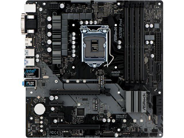 ASRock H370M Pro4 LGA 1151 (300 Series) Intel H370 HDMI SATA 6Gb/s USB 3.1 Micro ATX Intel Motherboard