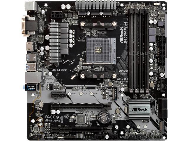 ASRock B450M PRO4 AM4 AMD Promontory B450 SATA 6Gb/s USB 3.1 HDMI Micro ATX AMD Motherboard