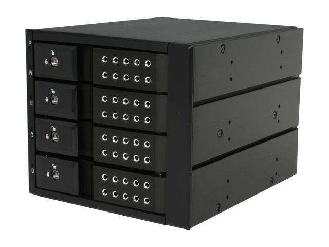 iStarUSA BPN-DE340SS-BLACK 3 x 5.25 inch to 4 x 3.5 inch SAS / SATA 6.0 Gb/s Trayless Hot-Swap Cage - Black Handle