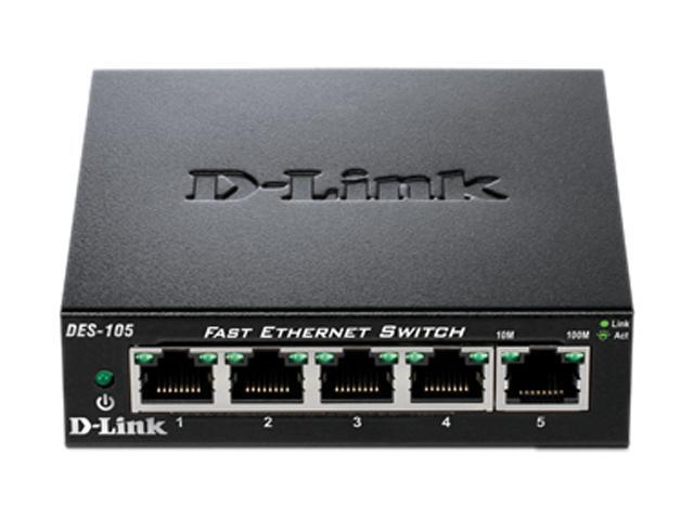 D-Link 5-Port Fast Ethernet Switch 10/100Mbps 5 x RJ45 2K MAC Address Table