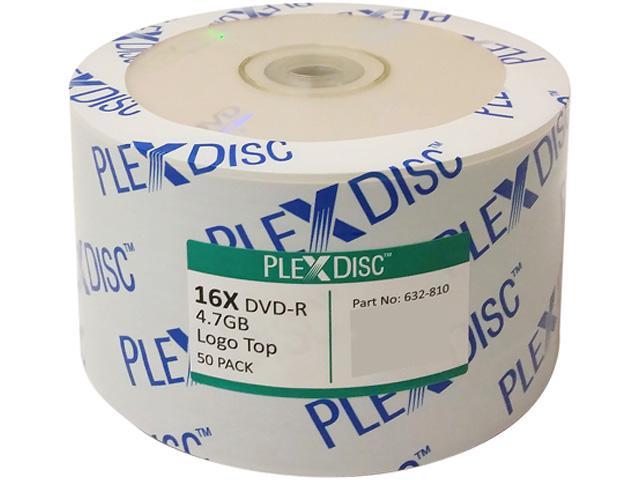 PlexDisc 4.7GB 16X DVD-R 50-Pack Spindle Logo-Top Discs, Model 632-810