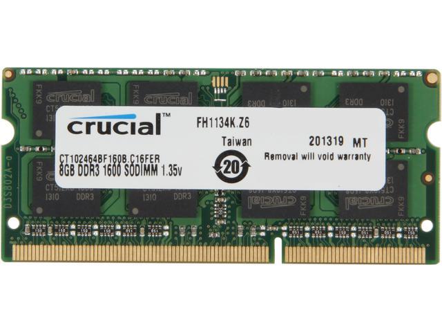 Crucial 8GB 204-Pin DDR3 SO-DIMM DDR3L 1600 (PC3L 12800) Laptop Memory, CT102464BF160B