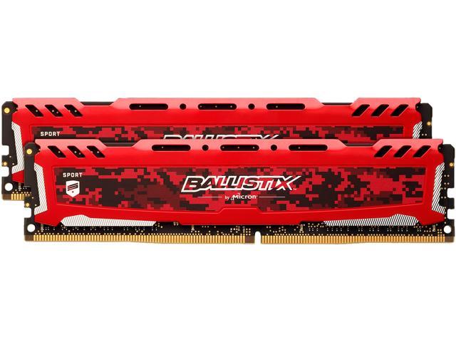 Ballistix Sport LT 16GB Kit (2 x 8GB) DDR4 2666 MT/s (PC4-21300) SR x8 DIMM 288-Pin, BLS2K8G4D26BFSEK (Red)