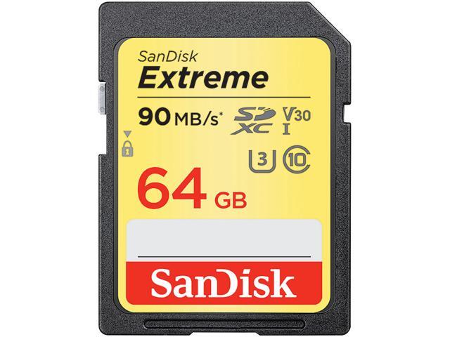 SanDisk 64GB Extreme SDXC UHS-I/U3 Class 10 Memory Card, Speed Up to 90MB/s