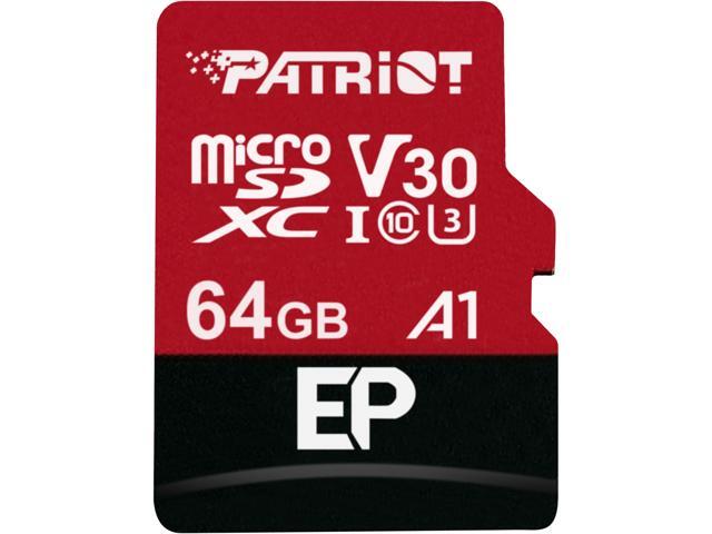 Patriot Memory 64GB EP Series MicroSDXC U3, A1, V30. 4K Memory Card w/ Adapter