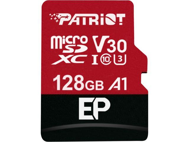 Patriot 128GB EP Series MicroSDXC U3, A1, V30, 4K Memory Card with Adapter, Reads 100 MB/s, Writes 80 MB/s