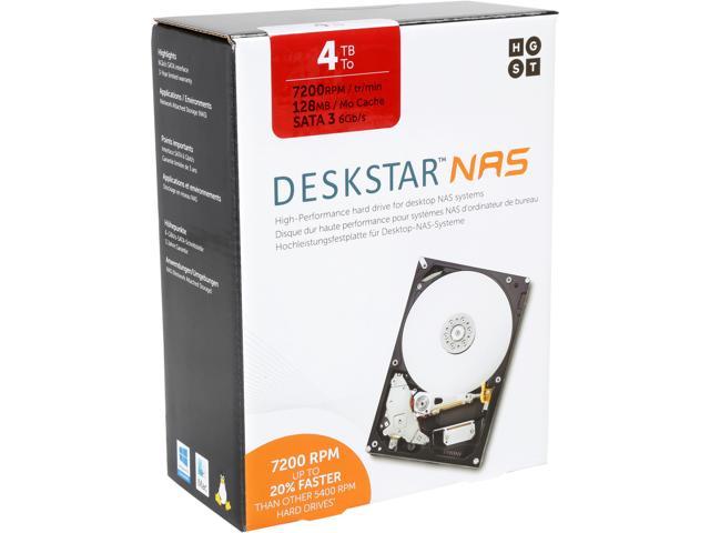 HGST DeskStar NAS 4TB 7200RPM 128MB Cache SATA 6.0Gb/s 3.5 inch High-Performance Hard Drive, Retail Packaging 0S04005