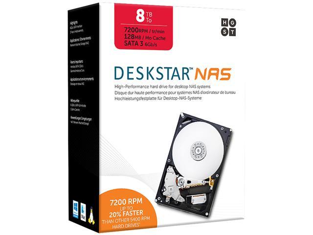 HGST Deskstar NAS 3.5 inch 8TB 7200 RPM 128MB Cache SATA 6.0Gb/s High-Performance Hard Drive for Desktop NAS Systems Retail Packaging 0S04012