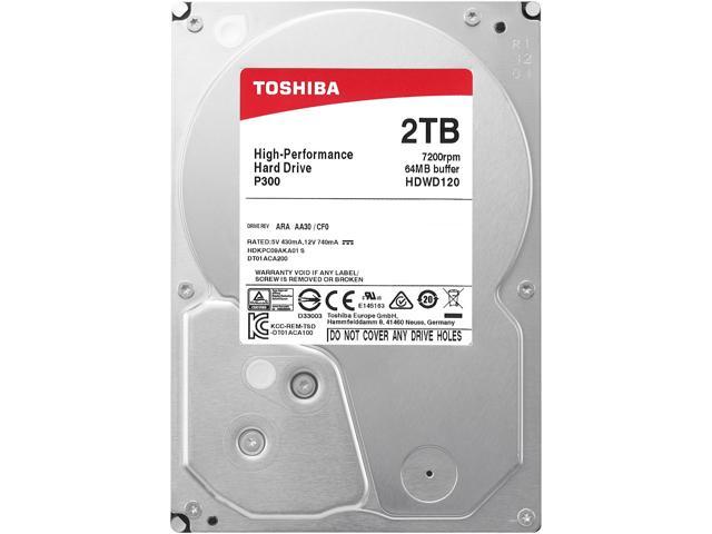 Toshiba P300 2TB Desktop PC Internal Hard Drive, 7200 RPM SATA 6Gb/s 64 MB Cache 3.5 inch - HDWD120UZSVA (Bulk)