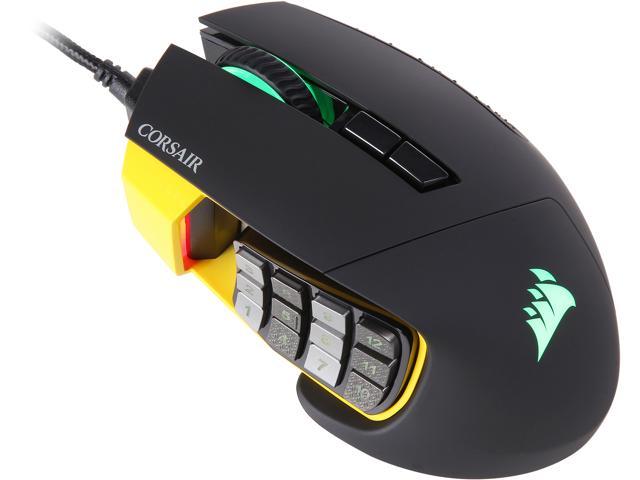 Refurbished: Corsair SCIMITAR PRO CH-9304011-NA 17 Buttons USB Wired Optical 16000 dpi Gaming Mouse (Black/Yellow)