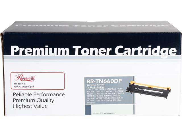 Rosewill 2-Pack Black Toner Cartridge to Replace Brother TN-660