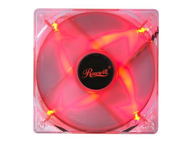 Rosewill 120mm Sleeve Bearing Computer Case Fan w/ LED Lights & LP4 Adapter, Red