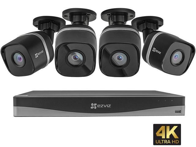 EZVIZ 4K UltraHD 8MP Outdoor IP PoE Surveillance System w/ 4 Weatherproof UHD EXIR Security Cameras