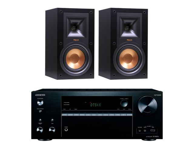 Onkyo TXNR676 7.2-Channel A/V Receiver w/ Klipsch R-15M Bookshelf Speakers, Black