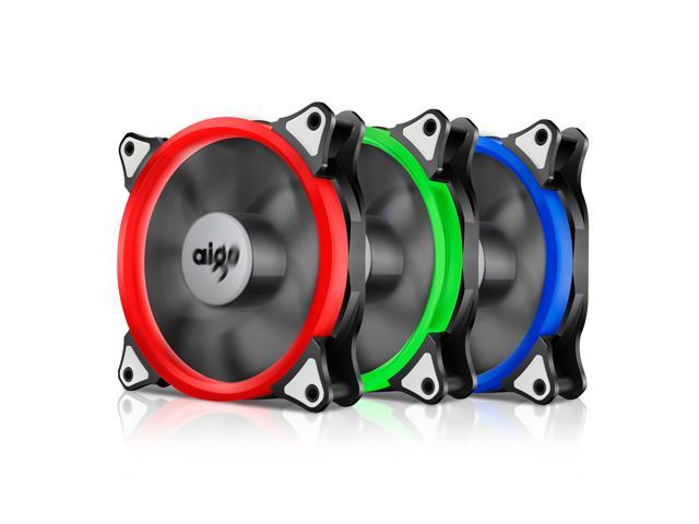 AIGO AigoDIY R3 (3-Pack) RGB LED 120mm Adjustable Color Case Fan for Computer Cases, CPU Coolers, and Radiators