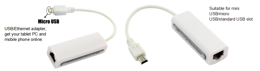 Micro USB to Ethernet RJ45 network adapter card