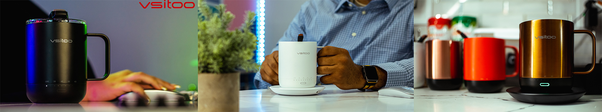 VSITOO S3 Temperature Control Smart Mug 2 with Lid, Self Heating Coffee Mug  10 oz, Touch Tech&LED Display, Black, 1.5-hr Battery Life - App Controlled  Heated Coffee Mug - Improved Design, Coffee Gifts 